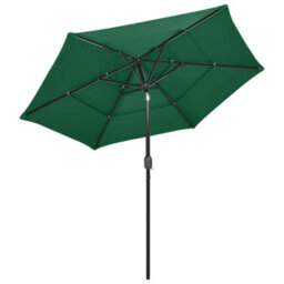 Berkfield 3-Tier Parasol With Aluminium Pole Green 2.5 M - thumbnail 3