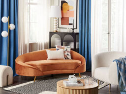 Beliani Sofa 2 Seater Savar Velvet Orange - thumbnail 2