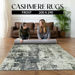 Ameha Stylish Cashmere Bedroom Carpet Grey Abstract Pattern Non Slip Hallway Large Area Rug Indoor/outdoor (Frost, 200 X 290 Cm)