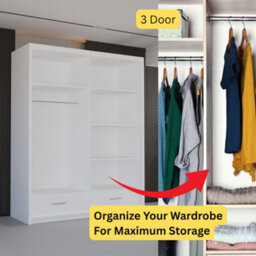 Sliding Wardrobes 4 u LTD Sliding Wardrobes 4U Bradford Modern High Gloss Sliding Door Wardrobe In 3 Colors & Sizes - (White - W1500mm, H2200mm) - thumbnail 5