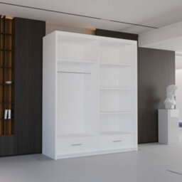 Sliding Wardrobes 4 u LTD Sliding Wardrobes 4U Bradford Modern High Gloss Sliding Door Wardrobe In 3 Colors & Sizes - (White - W1500mm, H2200mm) - thumbnail 4