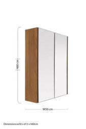 Orsina Stylish 2 Door Oak Effect Wall Cabinet, Melamine Finish Display Cabinet, Wall Mounted Mdf Corner Cabinet - thumbnail 4