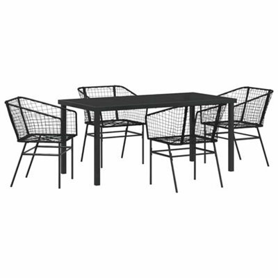 Berkfield Modern Garden Dining Set 5 Pcs Black Poly Rattan - image 1