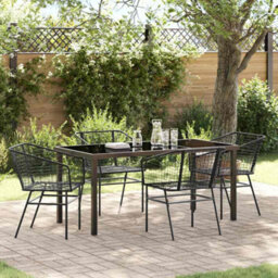 Berkfield Modern Garden Dining Set 5 Pcs Black Poly Rattan - thumbnail 2