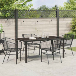 Berkfield Modern Garden Dining Set 5 Pcs Black Poly Rattan - thumbnail 4