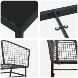 Berkfield Modern Garden Dining Set 5 Pcs Black Poly Rattan - thumbnail 9