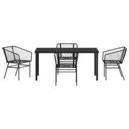 Berkfield Modern Garden Dining Set 5 Pcs Black Poly Rattan - thumbnail 7