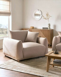 Beliani Modern Armchair Jubek Boucle Beige - thumbnail 2