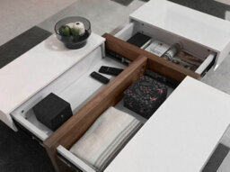 Angel Cerda Modern Rectangular Coffee Table In White And Walnut Wood - thumbnail 4