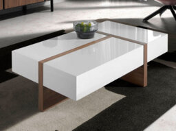 Angel Cerda Modern Rectangular Coffee Table In White And Walnut Wood - thumbnail 2