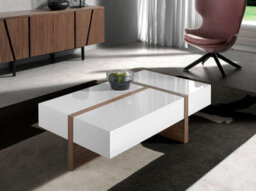 Angel Cerda Modern Rectangular Coffee Table In White And Walnut Wood - thumbnail 3