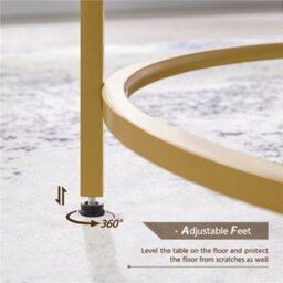Yaheetech Modern Round Coffee Table With Glass Top Gold - thumbnail 6