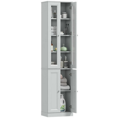 Tall Bathroom Storage Cabinet, 6-Tier Bathroom Cabinet, Dusty Blue - image 1
