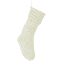 Dibor Set Of 2 Traditioanl Ivory & Grey Chunky Knit Christmas Xmas Gift Decoration Christmas Stocking For Kids - thumbnail 2