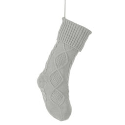 Dibor Set Of 2 Traditioanl Ivory & Grey Chunky Knit Christmas Xmas Gift Decoration Christmas Stocking For Kids - thumbnail 3