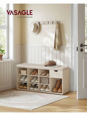 Songmics Vasagle Shoe Storage Bench, Hallway Bench With Cushion, Drawer And Open Compartments, Shoe Bench With Seat - image 1