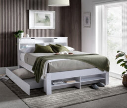 Bedmaster Fabio White Wooden Storage Bed King Size - thumbnail 2