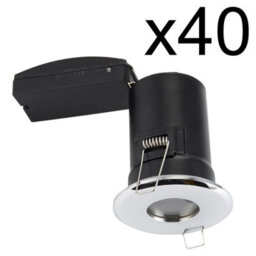 First Choice Lighting Set Of 40 - Chrome Ip65 Bathroom Recessed Fire Rated Downlights - thumbnail 2