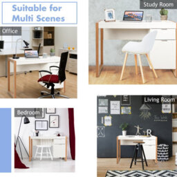 Costway Modern Computer Desk W/ Storage Cabinet & Drawer Home Office Writing Table White - thumbnail 9
