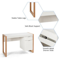 Costway Modern Computer Desk W/ Storage Cabinet & Drawer Home Office Writing Table White - thumbnail 8