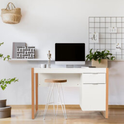Costway Modern Computer Desk W/ Storage Cabinet & Drawer Home Office Writing Table White - thumbnail 4