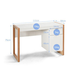 Costway Modern Computer Desk W/ Storage Cabinet & Drawer Home Office Writing Table White - thumbnail 2