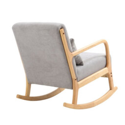 Living And Home Grey Linen Upholstered Wood Framed Recliner Armchair Home Ergonomic Chair Sofa Chair Rocking Chair - thumbnail 4