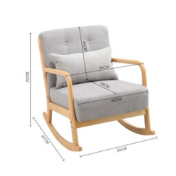 Living And Home Grey Linen Upholstered Wood Framed Recliner Armchair Home Ergonomic Chair Sofa Chair Rocking Chair - thumbnail 6