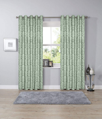 Savoy Woven Jacquard Curtains In Duckegg, 228Cm X 228Cm