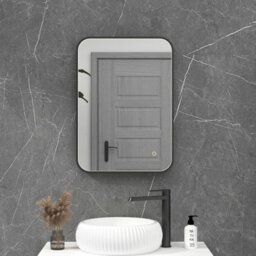 Royal Bathrooms Luxor 500 X 700mm Matt Black Framed Rectangular Mirror Within Frame Led, Touch Sensor & Demister Pad