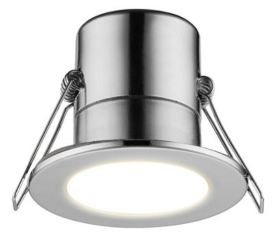 Luceco Eco Silver Chrome Effect Fixed Led Fire-Rated Cool White Downlight 5W Ip65, Pack Of 6 - image 1