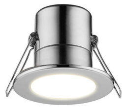 Luceco Eco Silver Chrome Effect Fixed Led Fire-Rated Cool White Downlight 5W Ip65, Pack Of 6 - thumbnail 1