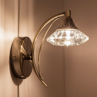 Harper Living Single Wall Light And Sconce, Antique Brass Finish, Clear Glass Shade, G9 Bulb Cap - image 1