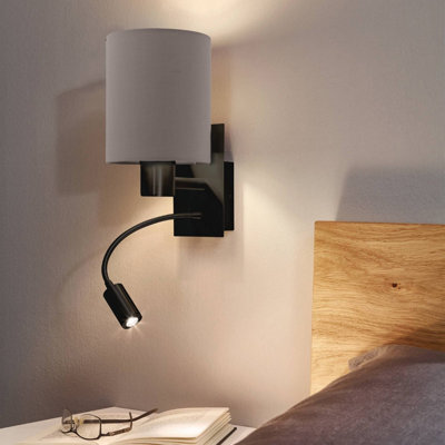 Eglo Pasteri Black And Brown Wall Lamp With Reading Light - image 1