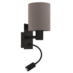Eglo Pasteri Black And Brown Wall Lamp With Reading Light - thumbnail 2