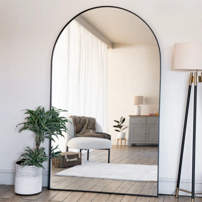 Jōbū Jobu Home - Akiko - Full Length Black Metal Arched Mirror - 180Cm X 105Cm