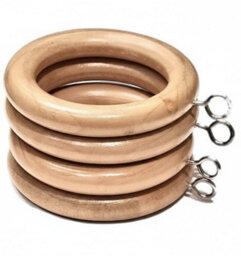 Homeelabador 24 X Premium 45mm Natural Wood Colour Solid Wood Curtain Pole Rings With Eyelets For Curtain Poles