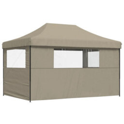 Walplus Foldable Party Tent Garden Gazebo Canopy Pop-Up With 3 Sidewalls Taupe - thumbnail 5