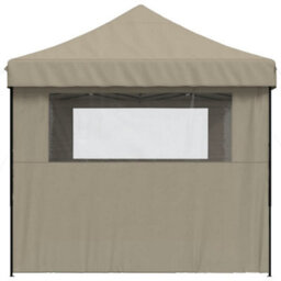 Walplus Foldable Party Tent Garden Gazebo Canopy Pop-Up With 3 Sidewalls Taupe - thumbnail 4