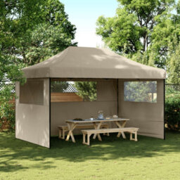 Walplus Foldable Party Tent Garden Gazebo Canopy Pop-Up With 3 Sidewalls Taupe