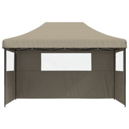 Walplus Foldable Party Tent Garden Gazebo Canopy Pop-Up With 3 Sidewalls Taupe - thumbnail 3