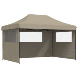Walplus Foldable Party Tent Garden Gazebo Canopy Pop-Up With 3 Sidewalls Taupe - thumbnail 2