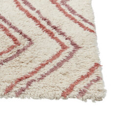 Wyld And Coco Geometric Hand-Tufted Cotton Rug 80 X 150 Cm Beige With Pink Accents Shaggy Boho. - thumbnail 6