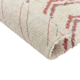Wyld And Coco Geometric Hand-Tufted Cotton Rug 80 X 150 Cm Beige With Pink Accents Shaggy Boho. - thumbnail 5