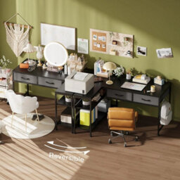 L Shaped Computer Desk With 2 Drawers, 100Cm Office Corner - thumbnail 4