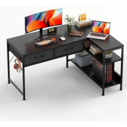 L Shaped Computer Desk With 2 Drawers, 100Cm Office Corner - thumbnail 1
