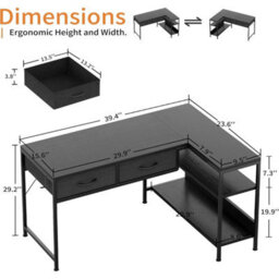 L Shaped Computer Desk With 2 Drawers, 100Cm Office Corner - thumbnail 2