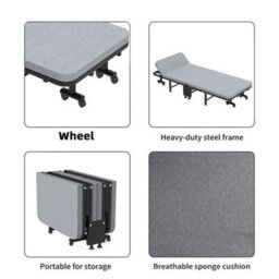 Single Foldable Folding Bed Mattress Guest Bed Heavy Duty Portable - thumbnail 4