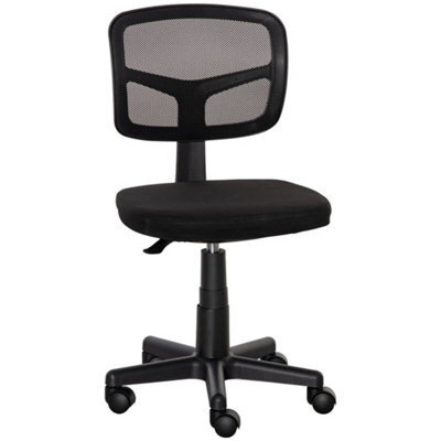 Black Office Chair Without Arms, Ergonomic Swivel Mesh Desk Chair - image 1