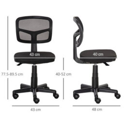 Black Office Chair Without Arms, Ergonomic Swivel Mesh Desk Chair - thumbnail 2